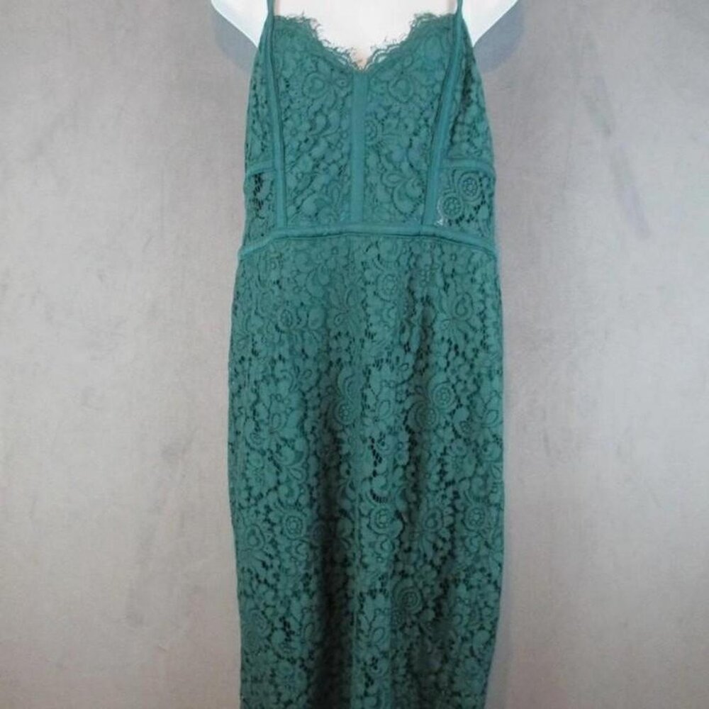 express dress women's size 2  green lace spaghetti strap mini dress